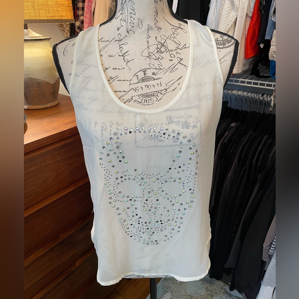 Skull Beaded Sleeveless Blouse.